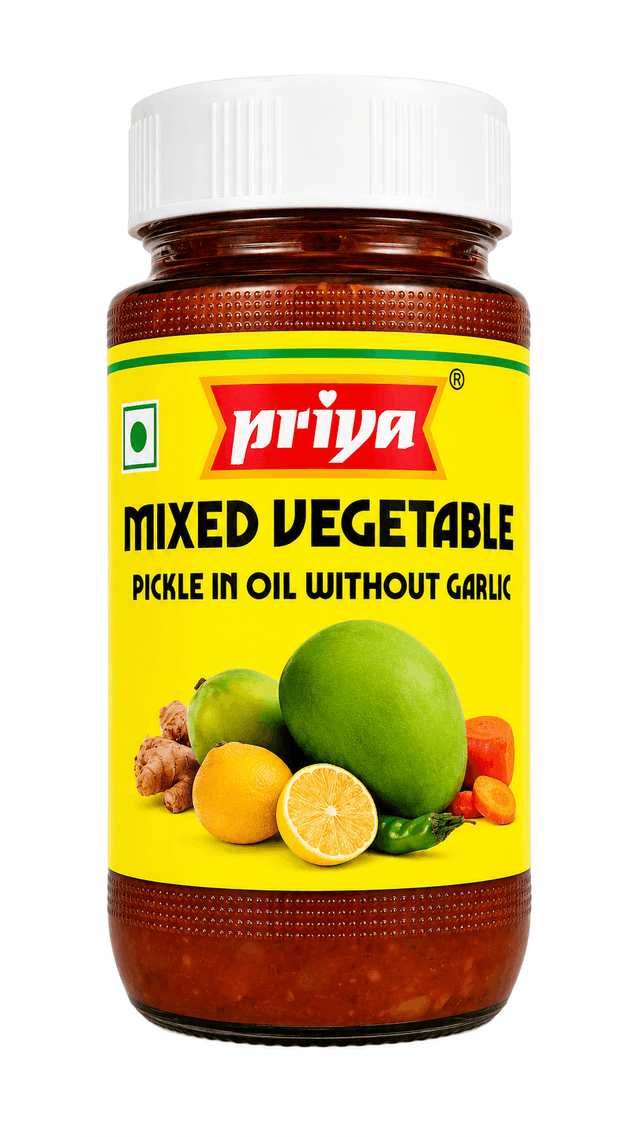 Mixed Vegetable Pickle in Oil Without Garlic